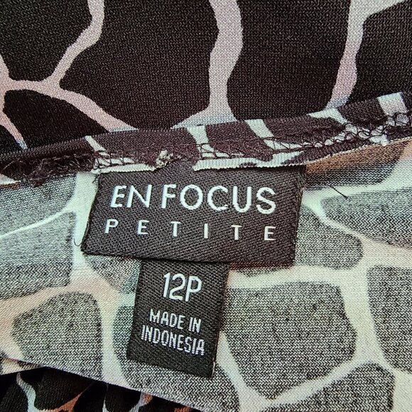 En Focus Studio Dress Womens Size 12P 12 Petite Gray Giraffe Animal Beaded Maxi - Picture 6 of 7